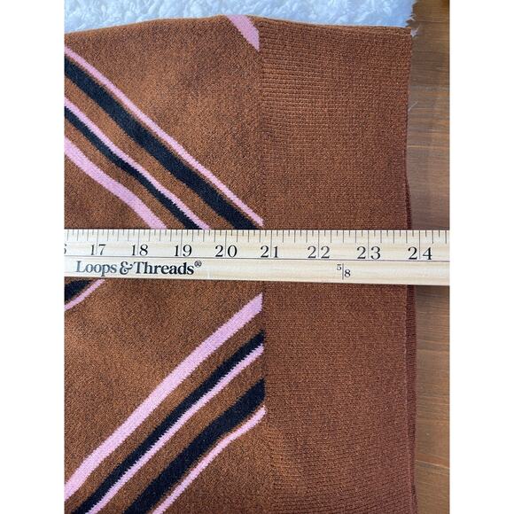 Nine West Womens Chevron Half Zip Sweater Brown Pink XL Striped Knit Pullover - Picture 5 of 9
